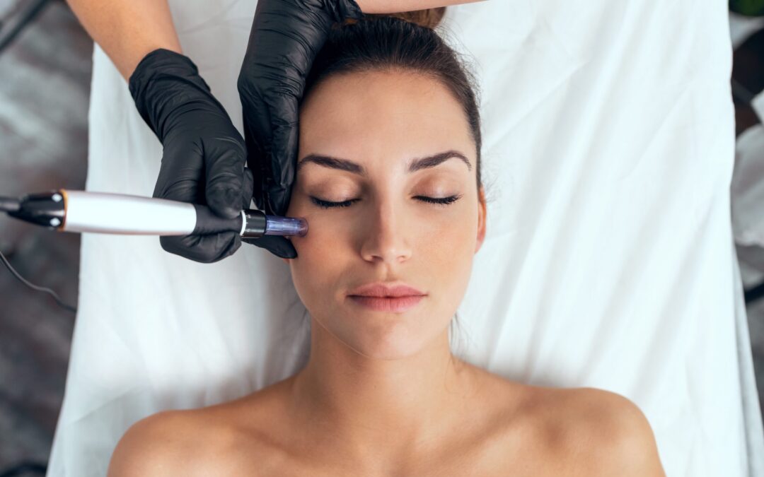 graceful woman enjoying a skincare session
